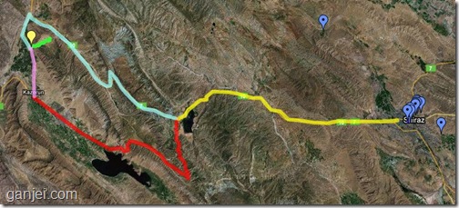 نقشه راه شیراز به غار شاپور